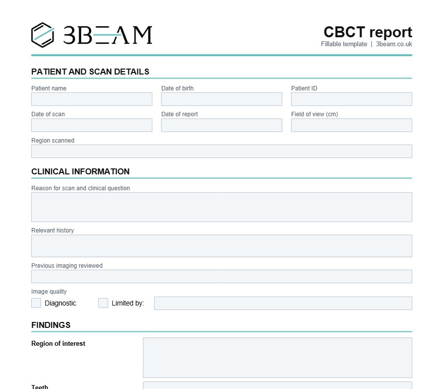 Preview of the free 3Beam CBCT report template