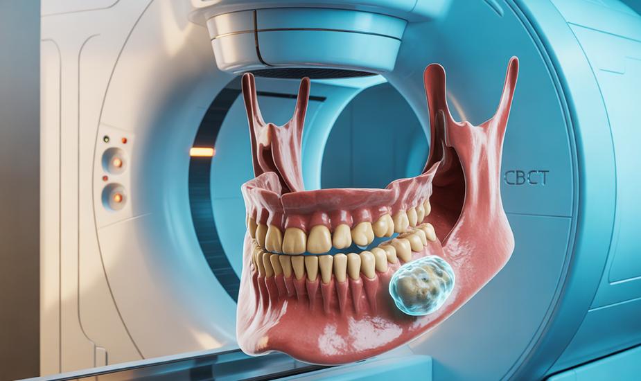 CBCT salivary gland imaging showing sialolith detection in the submandibular duct