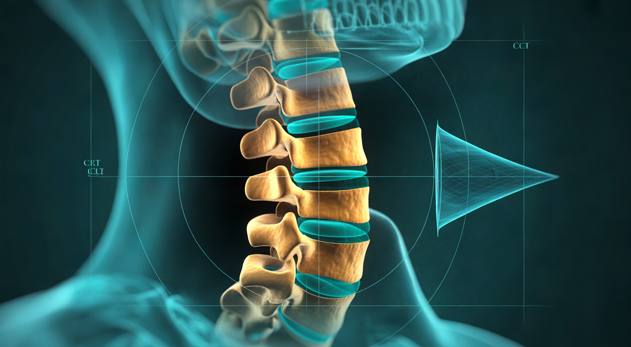 CBCT upper cervical spine 3D imaging showing atlas and axis vertebrae at the craniocervical junction