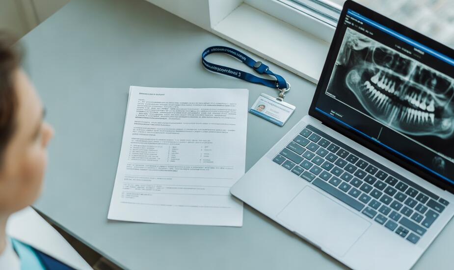 Who can report dental CBCT UK - radiology report and dental CBCT scans on a professional desk